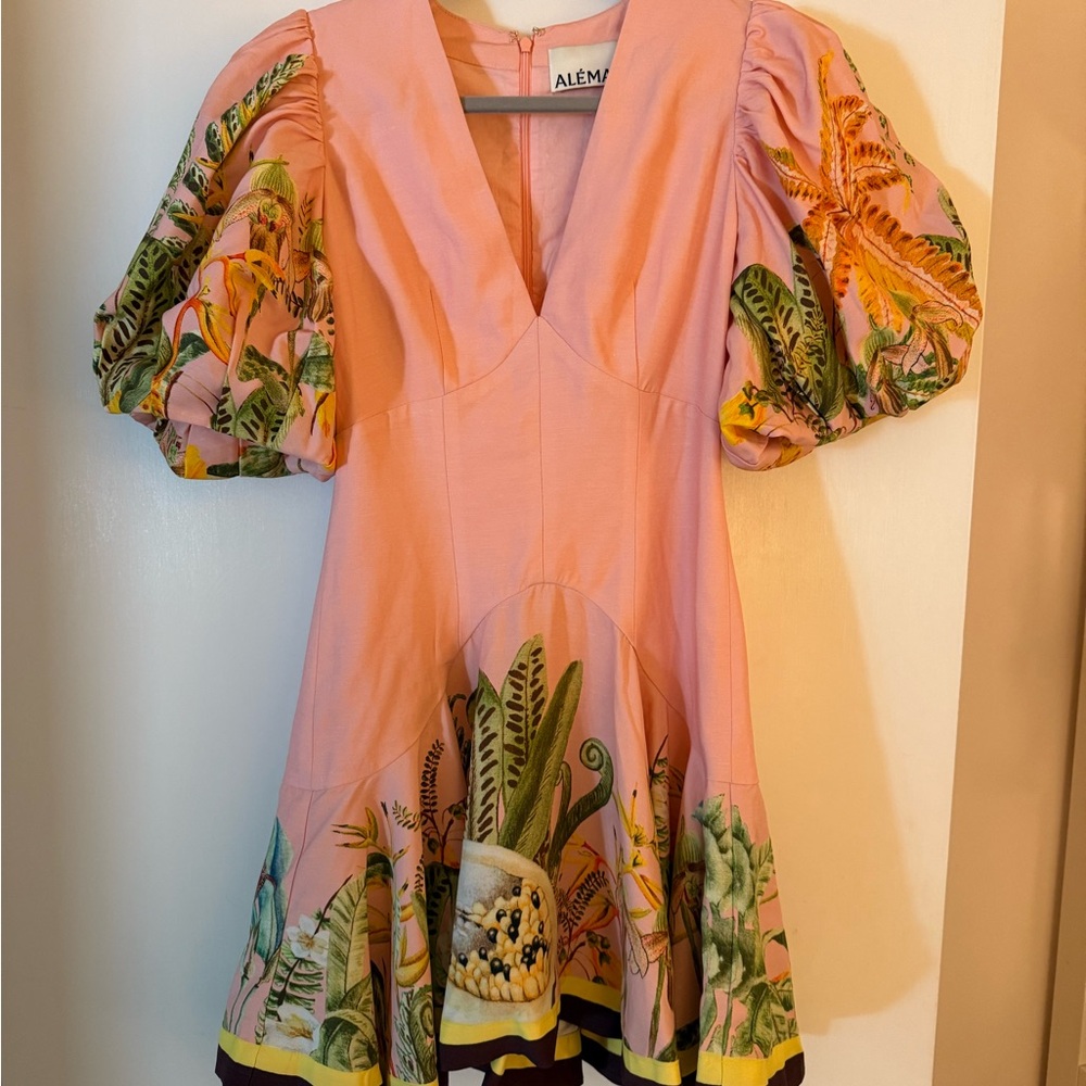 Alemais Blush Dress with Botanical Accents